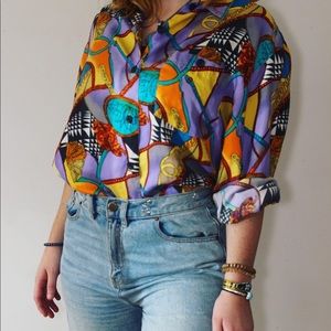 Quirky multicolored vintage blouse